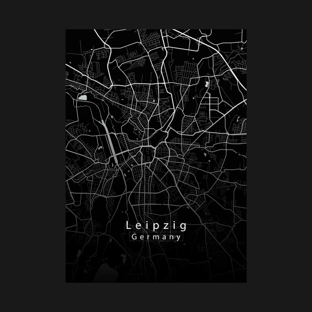 Leipzig Germany City Map dark by Robin-Niemczyk