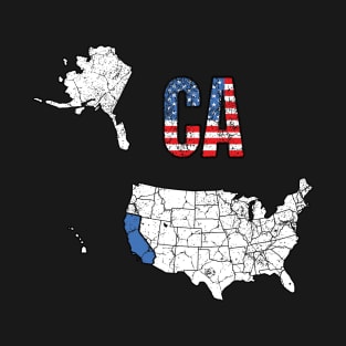 Vintage California USA Map & Flag T-Shirt