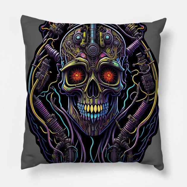 Cyborg Heads S03 D66 Pillow by Houerd