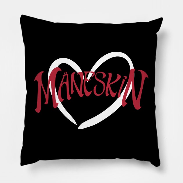 Måneskin in white heart. Design Pillow by Dlittlepony