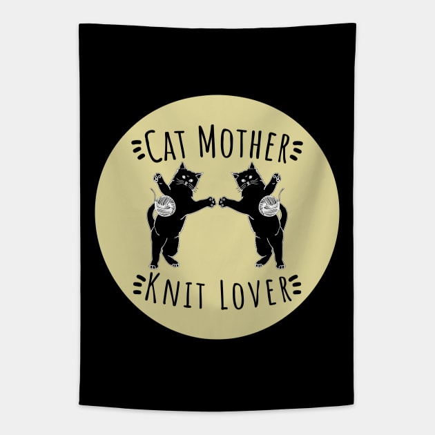 Cat Mother Knit Lover, Perfect Funny Cat and Knitting lovers Gift Idea Tapestry by VanTees