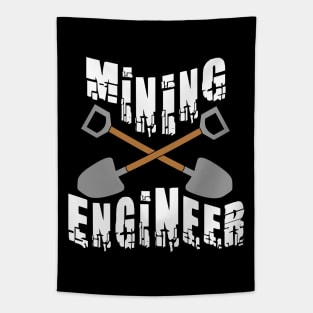 Mining Engineer Crossed Shovels White Text Tapestry