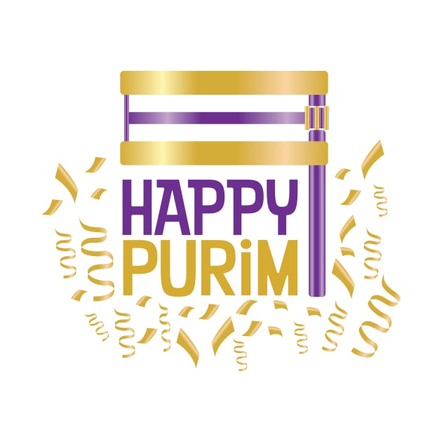 Purple Gold Happy Purim and Grogger by sigdesign