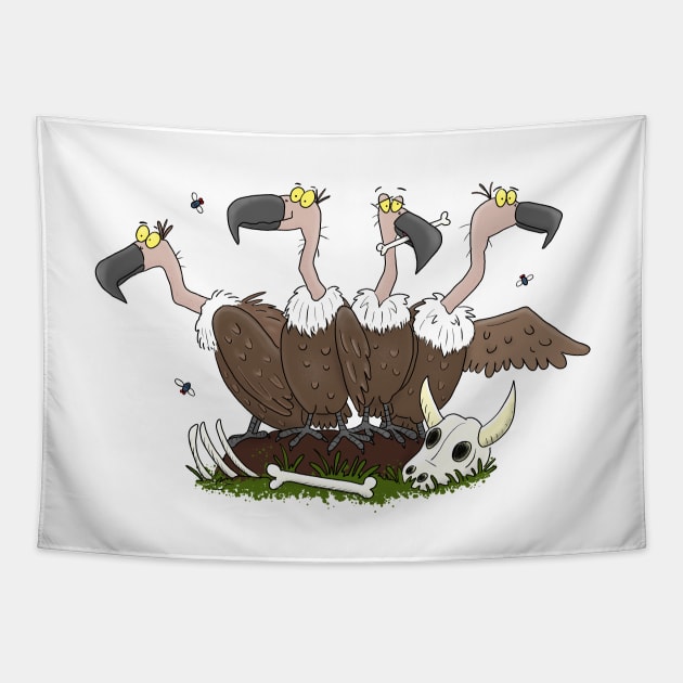 Funny vultures humour cartoon Tapestry by FrogFactory