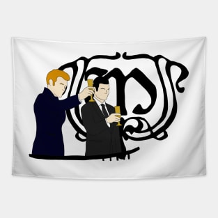 klaus and elijah party with balcony mikaelson crest the originals Tapestry