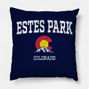 Estes Park Colorado CO Vintage Athletic Mountains Pillow