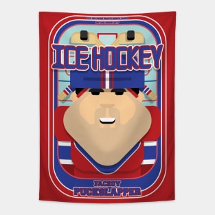 Ice Hockey Red and Blue - Faceov Puckslapper - Victor version Tapestry