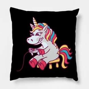 Cute Unicorn Gamer Gift Idea Birthday Video Game Merch Pillow