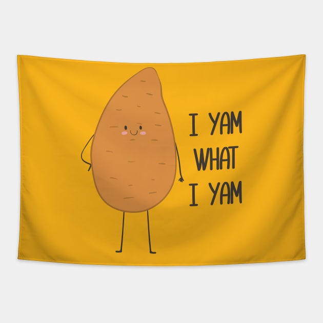 I Yam What I Yam! Awesome Vegetable Pun Gift Tapestry by Dreamy Panda Designs