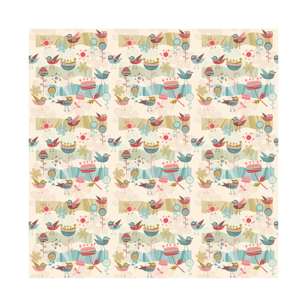 Bird and Flower Pattern by AnnieWijaya