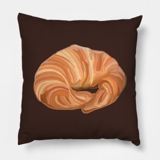 French Croissant Bread Illustration Pillow