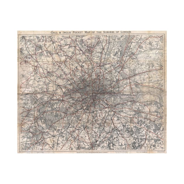 Vintage Map of London England (1900) 2 by Bravuramedia