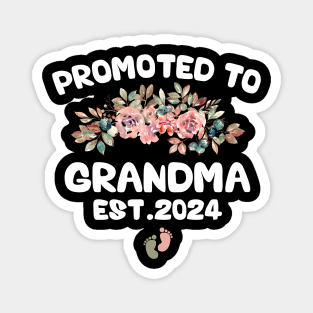 Promoted to Grandma 2024 First Time Nana Floral New Grandma Magnet