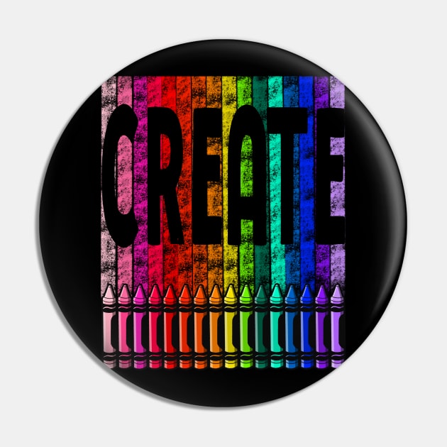 Create with Crayons in Rainbow Color Pin by The Craft ACE