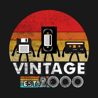 Vintage 2000 Floppy Disk VHS Cassette Tape 80s 90s birthday T-Shirt