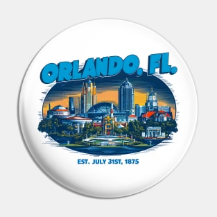 Orlando Florida city Souvenir Vintage Nostalgic Cityscape tee Pin