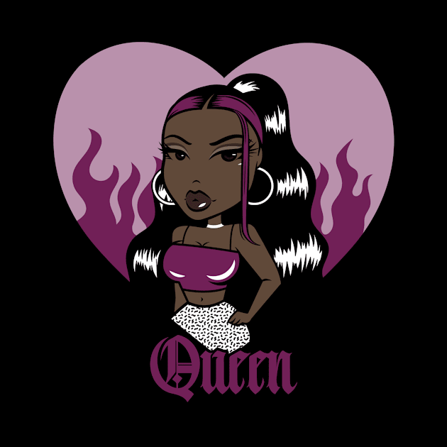 (white) Queen Doll girl Dark Purple-Heart by Just In Tee Shirts