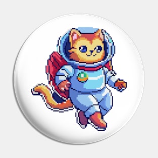 Retro Pixel Space Cat Pin