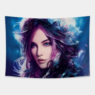 Vibrant Ice Beautiful Young Woman Color Smear Abstract Tapestry