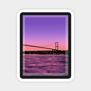 Istanbul Bosphorus View Illustration Wall Art Magnet