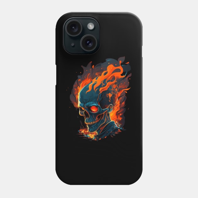 Flaming skull Phone Case by Crazy skull