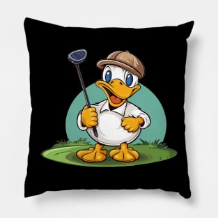 Duck playing golf Pillow