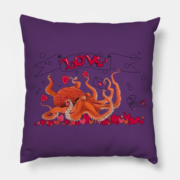 Love Cephalopods Valentine Pillow by mernstw