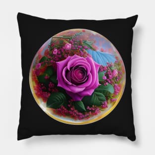 Rose in the glass ball Pillow