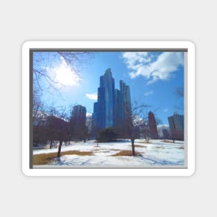 Snowy Chicago, architecture photography Magnet