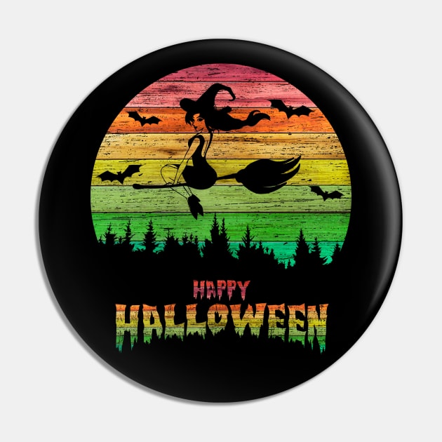 Vintage Halloween Girl Witch Pin by anbartshirts