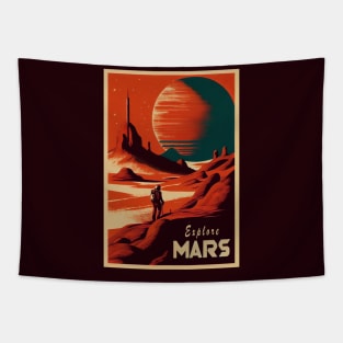 Mars Adventure Vintage Travel Poster Tapestry