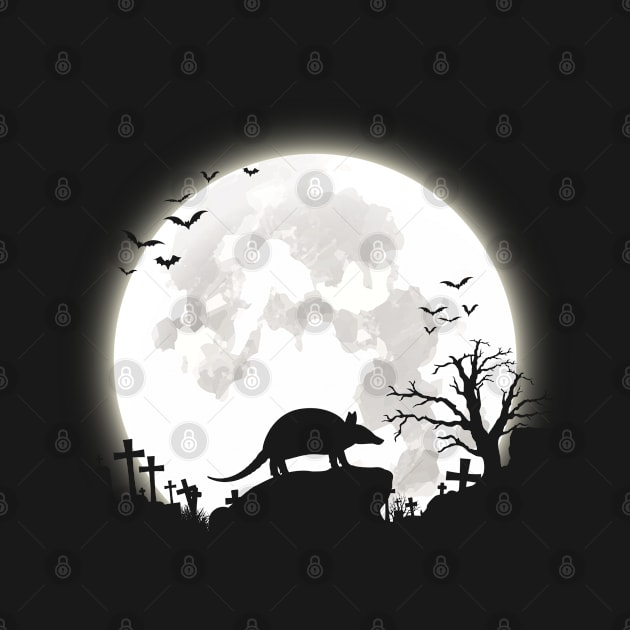 Armadillo with big moon halloween background by rebuffquagga