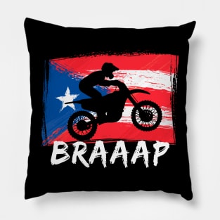 Puerto Rico Dirt Bike Off Road Moto Puerto Rican Braaap Pillow