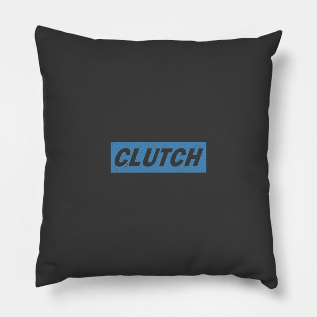 Clutch - distressed box logo Pillow by PaletteDesigns