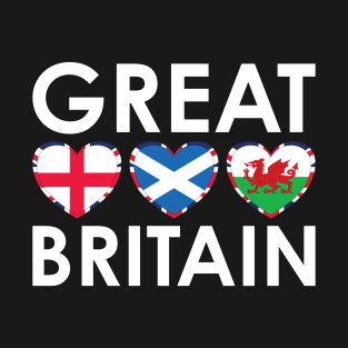 Great Britain England Scotland Wales Flags Hearts T-Shirt