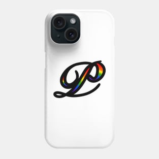 Rainbow Cursive Letter P Phone Case