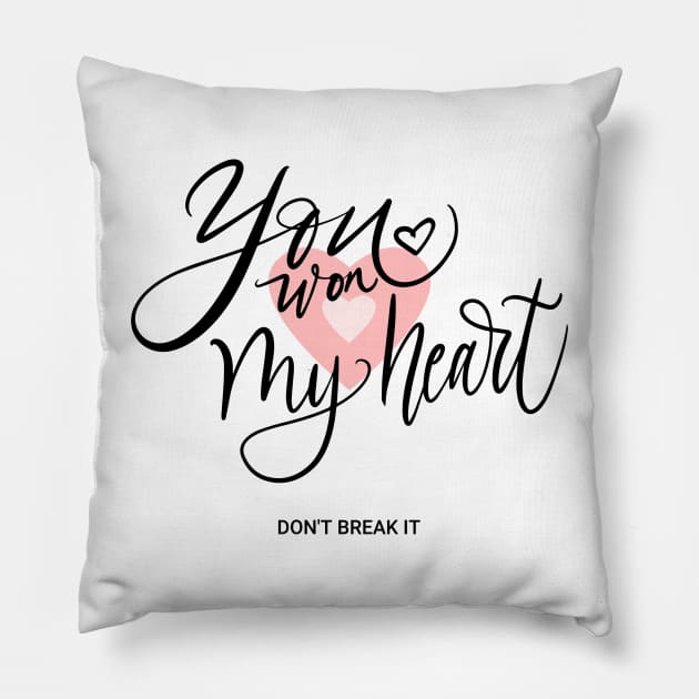 You Won My Heart Calligraphy Pillow by VOIX Designs