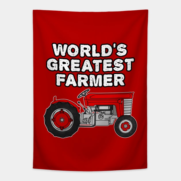 Vintage Tractor, World's Greatest Farmer, Farming Funny Tapestry by doodlerob