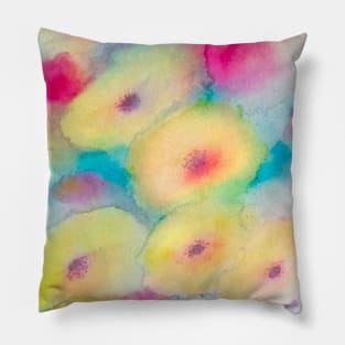Yellow poppies in watercolor Pillow