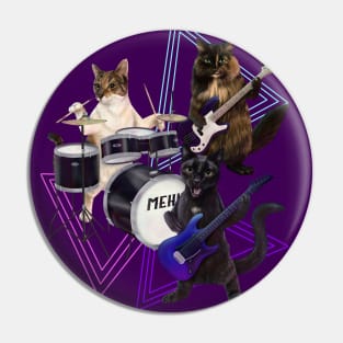 Cat band on guitar, bass, and drums Pin