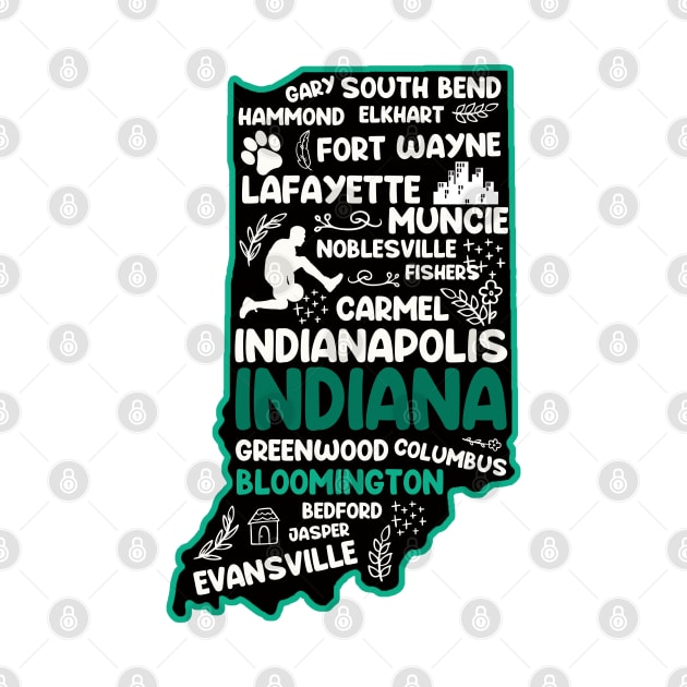 Bloomington Indiana cute map Fort Wayne, Evansville, Carmel, South Bend, Fishers, Hammond, Gary, Lafayette by BoogieCreates