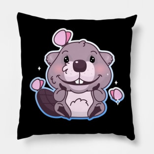 Baby beaver with butterflies Pillow