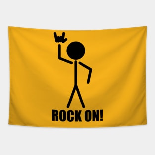 Rock on Hand Sign Stick Figure Tapestry