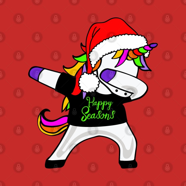 Happy Seasons - Dabbing Unicorn With Santa Claus Hat 1 by EDDArt