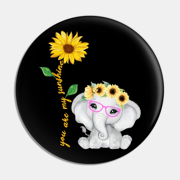 you are my sunshine Elephant hippie sunflower Pin by Charlotte123