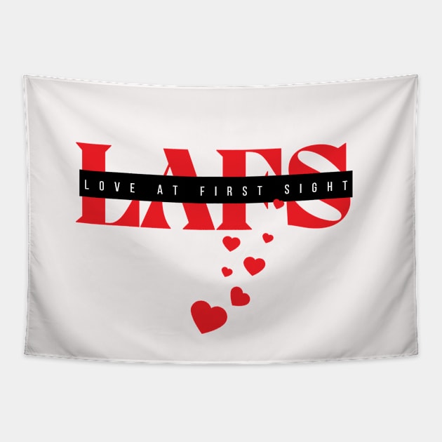 and White Love at First Sight Design Tapestry by Praizes