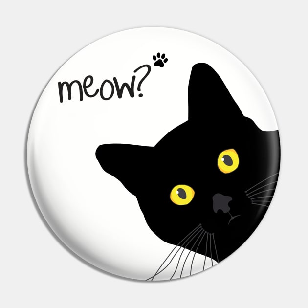 Meow! - Black Cat Pin by KneppDesigns