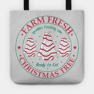 Cute Farm Fresh Christmas Tree Cake, Vintage Logo Tote