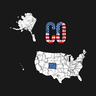 Vintage Colorado USA Map & Flag T-Shirt