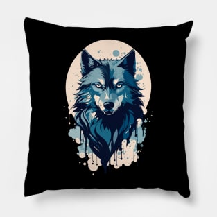 Lone Blue Wolf Pillow